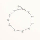 18k White Gold Plated Silver Star Figured Anklet