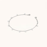 18k White Gold Plated Silver Star Figured Anklet