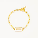 18k Gold Plated Silver Pearlescent T Lock Chain Bracelet