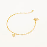 18k Gold Plated Silver Double Chain Mini Heart Pendant Bracelet