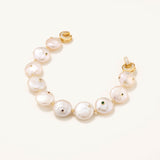 18k Gold Plated Silver Natural Baroque Pearl and Colored Zircon Stone Bracelet