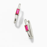 18k White Gold Plated Silver Ruby Stone Earrings