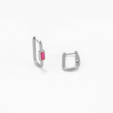 18k White Gold Plated Silver Ruby Stone Earrings
