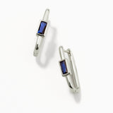 18k White Gold Plated Silver Navy Blue Stone Earrings