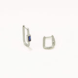 18k White Gold Plated Silver Navy Blue Stone Earrings