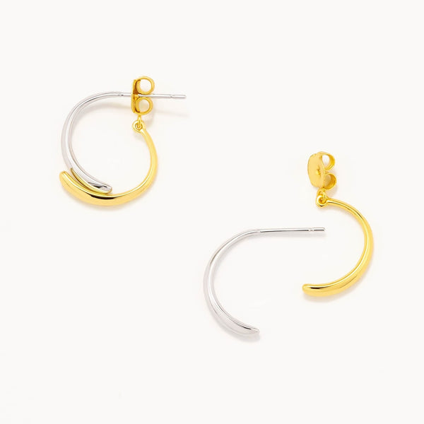 Silver Double Color Hoop Earrings