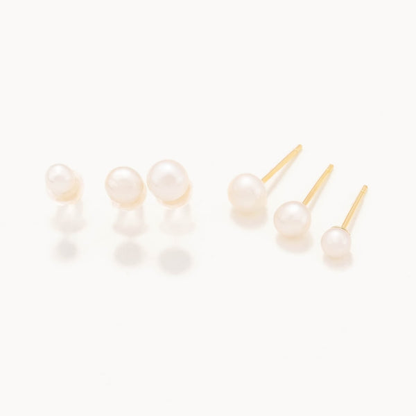 18k Gold Plated Silver Natural Pearl Earring Set