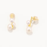 18k Gold Plated Silver Row Natural Pearl Earrings