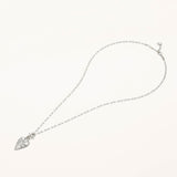 18K White Gold Plated Silver Heart Charm Necklace with Zircon Stone