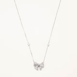 18K White Gold Plated Silver Ribbon Figured Necklace