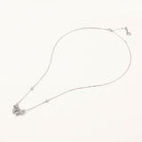 18K White Gold Plated Silver Ribbon Figured Necklace