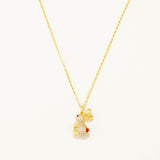 18k Gold Plated Silver Rabbit Figure Necklace with Zircon Stone