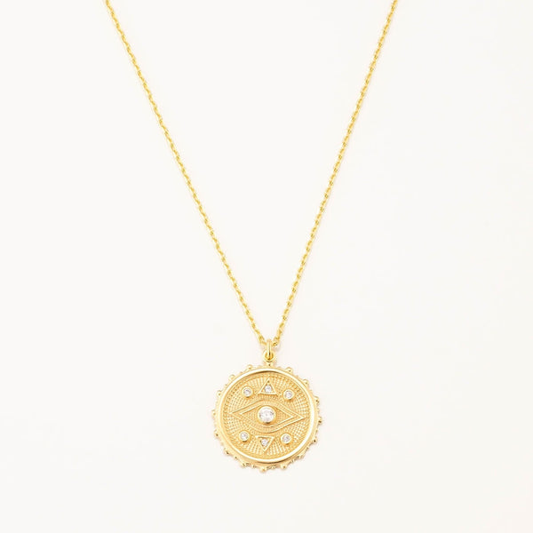 18k Gold Plated Silver Eye Figure Necklace