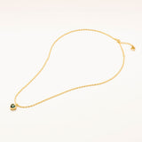 18k Gold Plated Silver Mini Heart Necklace with Green Stone