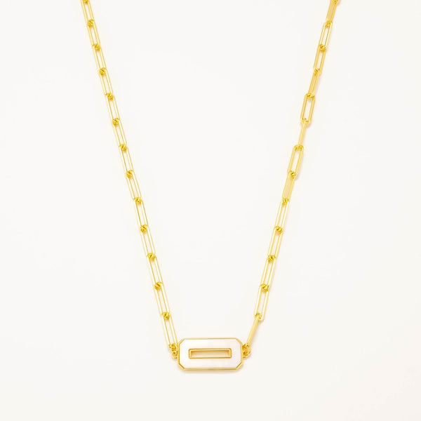 18k Gold Plated Silver Pearlescent T Lock Chain Necklace