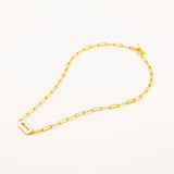 18k Gold Plated Silver Pearlescent T Lock Chain Necklace