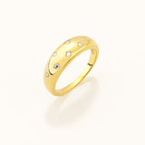 18k Gold Plated Silver Oval Ring with Zircon Stone