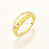 18k Gold Plated Silver Oval Ring with Zircon Stone