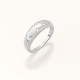 18k White Gold Plated Silver Oval Ring with Zircon Stone