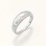 18k White Gold Plated Silver Oval Ring with Zircon Stone