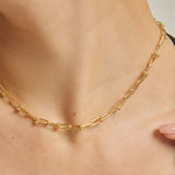 18k Gold Plated Silver Interlocking Chain Necklace