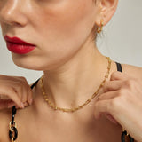 18k Gold Plated Silver Interlocking Chain Necklace