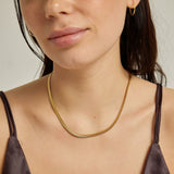 18k Gold Plated Silver Herringbone Thick Chain Necklace