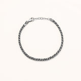 18k White Gold Plated Silver Men's Chain Bracelet with Silver Metallic Detail