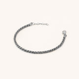 18k White Gold Plated Silver Men's Chain Bracelet with Silver Metallic Detail
