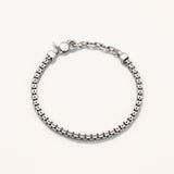 18k White Gold Plated Silver Cube Figured Men's Chain Bracelet