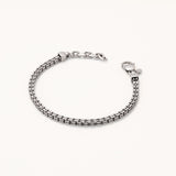 18k White Gold Plated Silver Cube Figured Men's Chain Bracelet