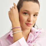 18k White Gold Plated Silver Tennis Bracelet with Ruby Baguette Cut Zircon Stone