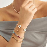 18k White Gold Plated Silver Tennis Bracelet with Multi-Colored Baguette Cut Zircon Stones