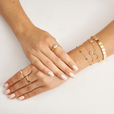 18k Gold Plated Silver Thin Chain Bracelet with Green Zircon Stone