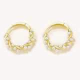 18k Gold Plated Silver Spiral Mini Pearl Earrings