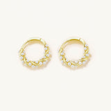 18k Gold Plated Silver Spiral Mini Pearl Earrings