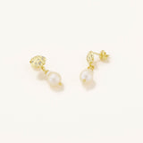 18k Gold Plated Silver Seashell Pendant Pearl Earrings