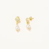 18k Gold Plated Silver Seashell Pendant Pearl Earrings