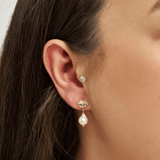 18k Gold Plated Silver Seashell Pendant Pearl Earrings