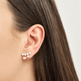 18k Gold Plated Silver Pearl Row Heart Pendant Earring with Zircon Stone