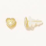 18k Gold Plated Silver Heart Figured Earrings with Pearls