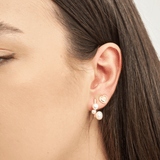 18k Gold Plated Silver Heart Figured Earrings with Pearls