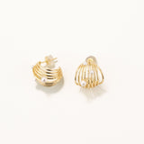 18k Gold Plated Silver Mini Pearl Wide Earrings
