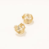18k Gold Plated Silver Mini Pearl Wide Earrings