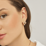 18k Gold Plated Silver Mini Pearl Wide Earrings
