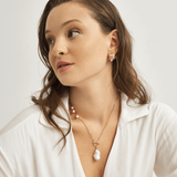18k Gold Plated Silver Mini Pearl Wide Earrings