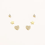 18k Gold Plated Silver Heart Figured Earring Set with Zircon Stone