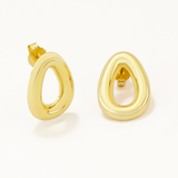 18k Gold Plated Silver Round Cornered Triangle Earrings