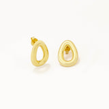 18k Gold Plated Silver Round Cornered Triangle Earrings