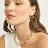 18k Gold Plated Silver Round Cornered Triangle Earrings